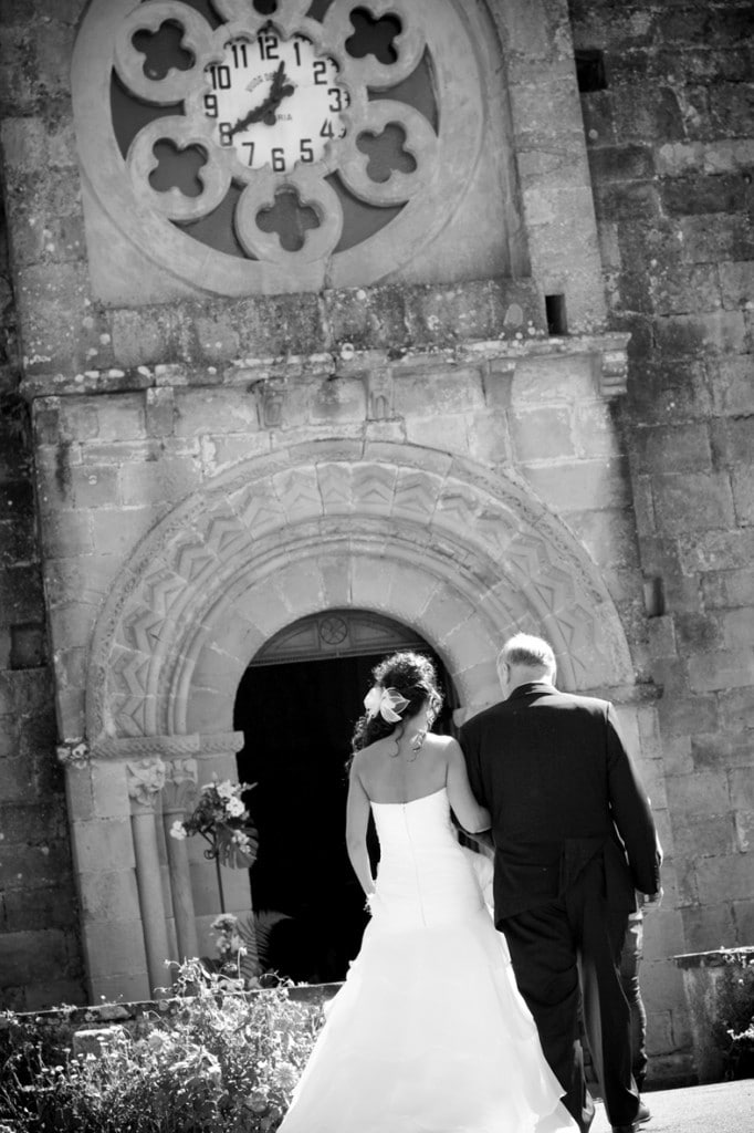 Bride at the door of the church with her father