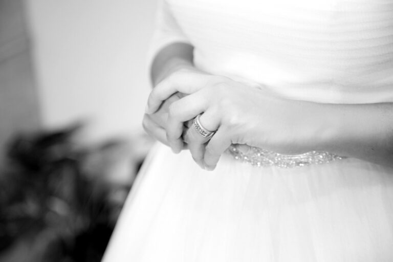 closeup of the hands of a bride